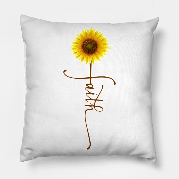 Faith Sunflower Christian Cross Pillow by CreativeShirt