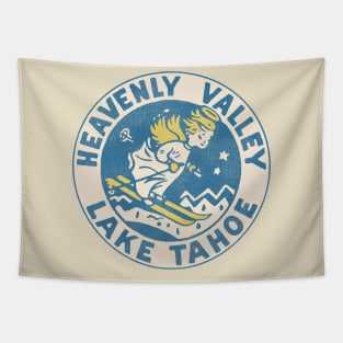 Heavenly Valley Lake Tahoe Vintage Tourist Souvenir Tapestry