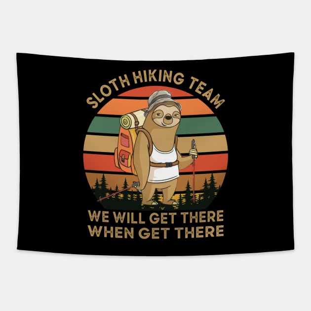 Sloth Hiking Team Tapestry by Olievera