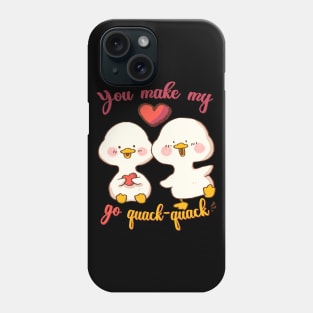 You make my heart go quack-quack, Cute Valentine Gift with Ducks in Love Phone Case