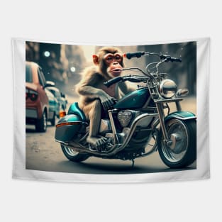 monkey driving a bike Tapestry