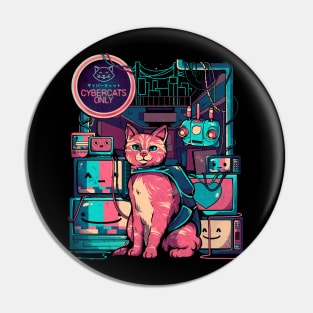 Cybercats Only - Funny Cat Geek Gift Pin