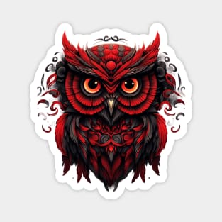 Beautiful Ornamental Red Owl Magnet