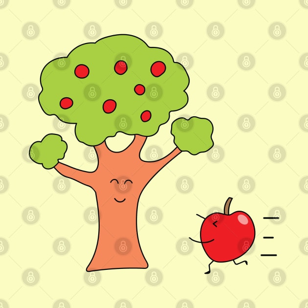 cute an apple run through a tree by wordspotrayal