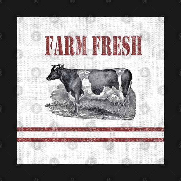 Farm fresh french country stripe burlap dairy cow by Tina