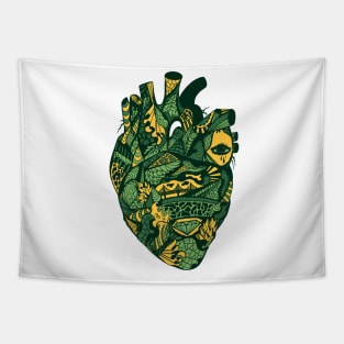 Forrest Green Transparent Heart Tapestry