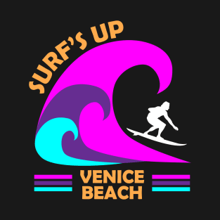 Synthwave Surfs Up on Venice Beach T-Shirt