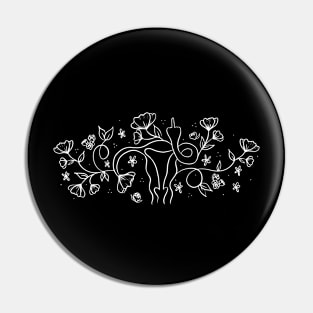 Uterus Floral Design (white) Pin