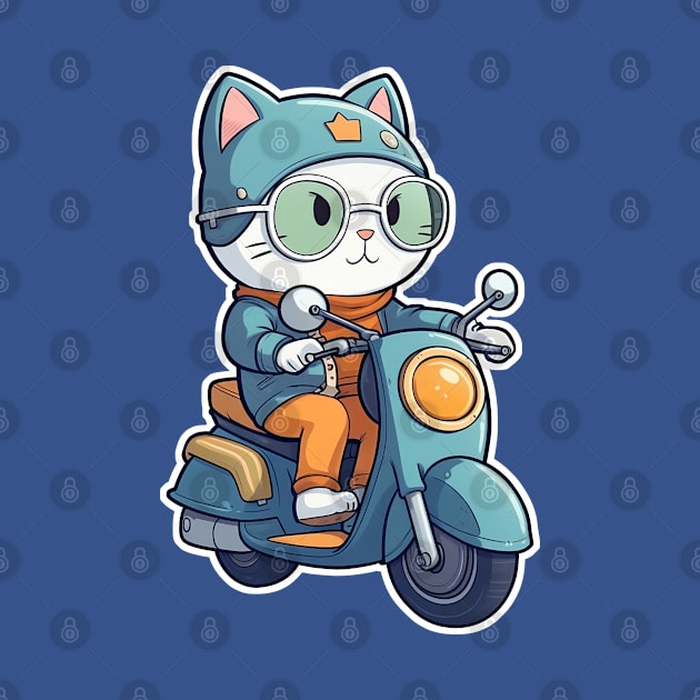 Kawaii cat riding scooter by AestheticsArt81