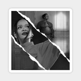 Collage art Rihanna black - white Magnet