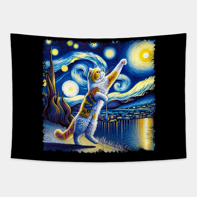 Whisker-tastic Starry Night Cat Tee Night Sky Splendor Tapestry by BoazBerendse insect