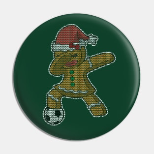 Gingerbread Girl Soccer Player Christmas Knit Pattern Pin