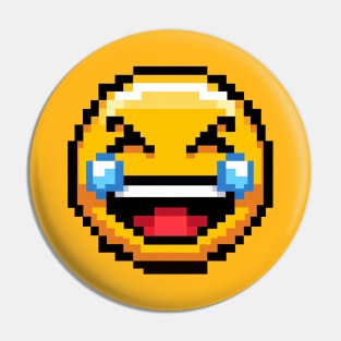 Crying Laughing Emoji Pixel Pin