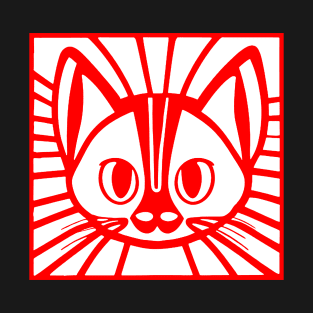 Red cat illustrated T-Shirt
