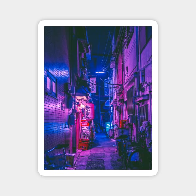 The Neon Alleyway Ghost Magnet by HimanshiShah