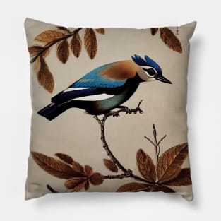 Blue Eurasian Jay Pillow