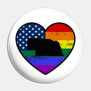 Nebraska United States Gay Pride Flag Heart Pin