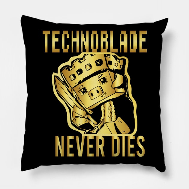 Technoblade Never Dies Golden Pillow by EleganceSpace