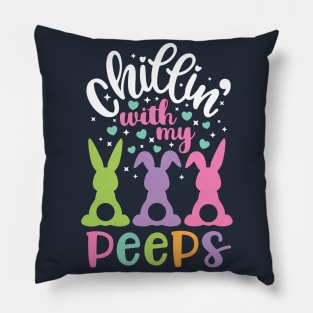 Chillin with my Peeps Funny Easter Bunny Kids Gift Pillow