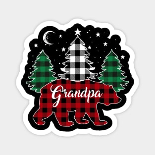 Grandpa Bear Buffalo Red Plaid Matching Family Christmas Magnet