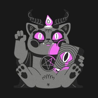 Pink Satanic Lucky Cat T-Shirt