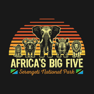 Africa's Big Five Safari | Leopard Rhino Elephant Buffalo Lion | Big 5 Africa | Serengeti National Park T-Shirt