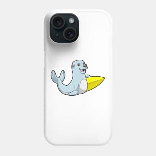 Seal at Surfing with Surfboard Phone Case