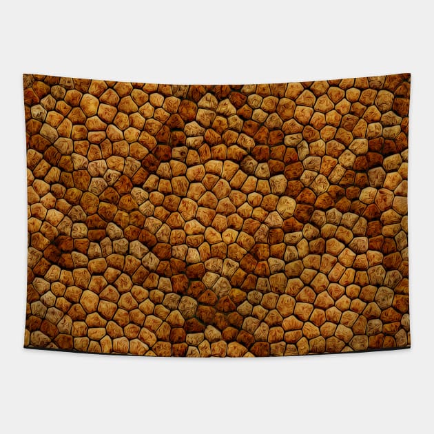 Brown Faux Python Snake Skin Texture Artistic Gifts Tapestry by BubbleMench