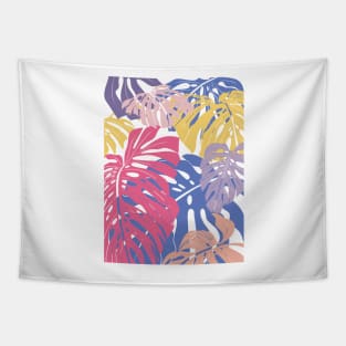 Abstract Colorful Monstera Leaves 21 Tapestry