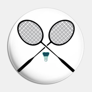 Badminton with Racket Sticker vector illustration. Sport object icon design concept. Sports badminton game elements sticker design logo. Pin