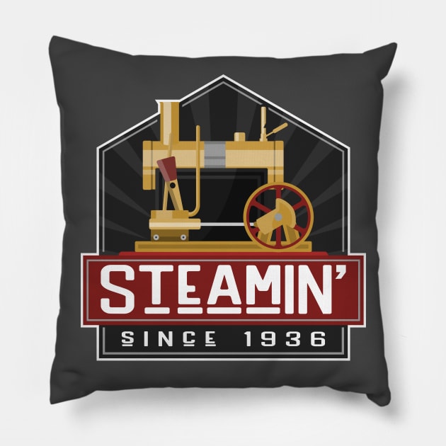 Mamod Mini Steam Engine Vintage design Pillow by DavidSpeedDesign