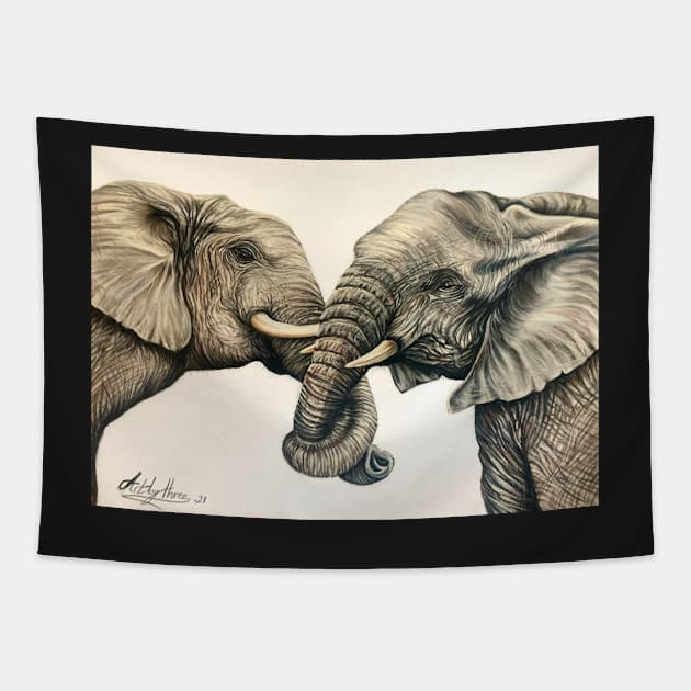 Two Trunks One Love Tapestry by Artbythree