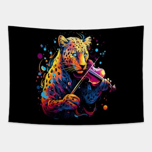 Leopard Playing Violin Tapestry