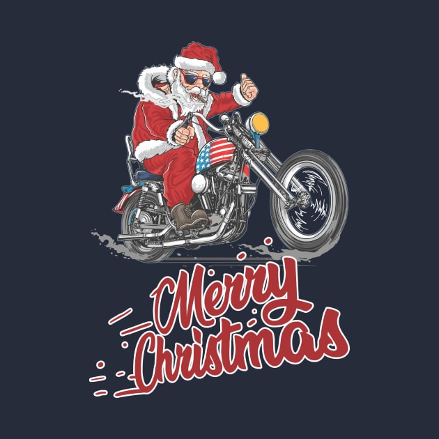 Cool Santa on a motorcycle - Happy Christmas and a happy new year! - Available in stickers, clothing, etc by Crazy Collective