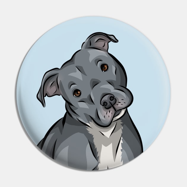 Cute American Pit Bull Terrier | Blue Pin by Shirin Illustration