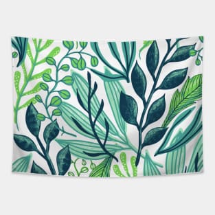 Green sea plant foliage floral pattern background Tapestry