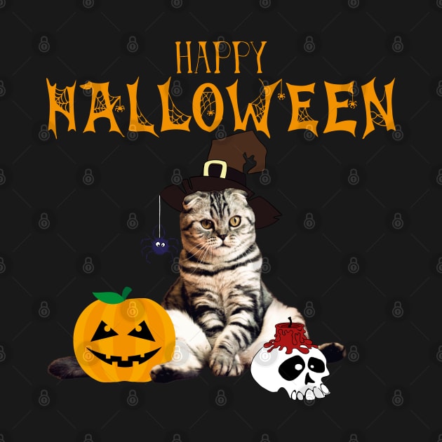 Halloween Cat Witch Costum Pumpkin Spider Skull Gift by ro83land