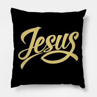 Lettering Jesus with the sign of the fish. Pillow