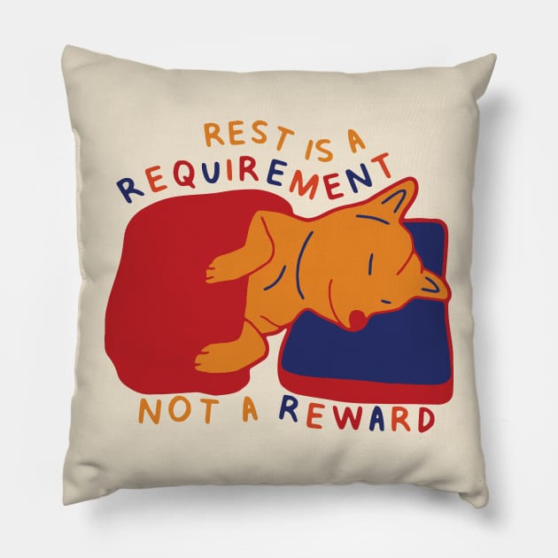 Rest is a Requirement - Sleepy Shiba Inu - Version 2 Self Care Quotes Pillow by aaalou