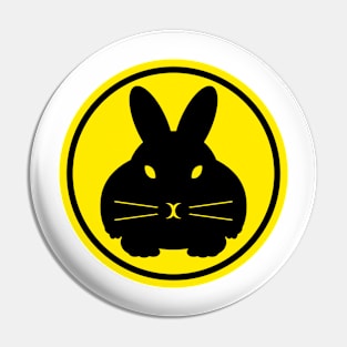 Bunny Beacon rebbit silhouette in yellow circle Pin