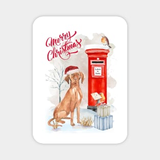 Hungarian Vizsla Merry Christmas Santa Dog Magnet