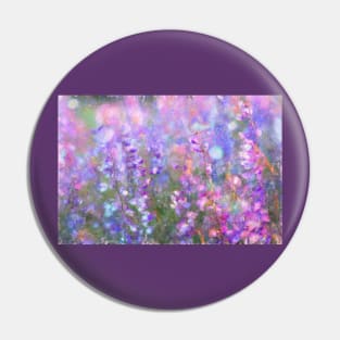 Field of Tall Purple Flowers Impressionist Painting Pin