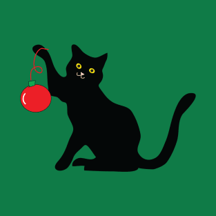 Black Cat with Ornament T-Shirt