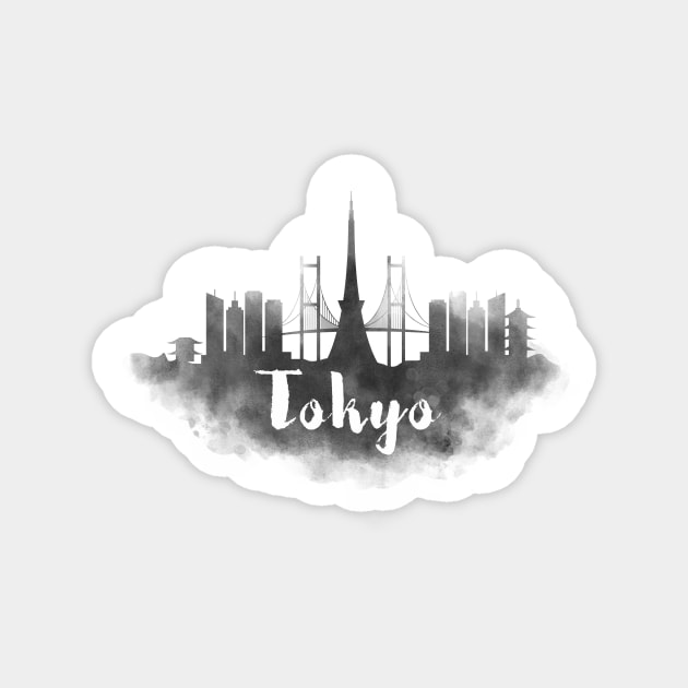 Tokyo watercolor Magnet by kursatunsal