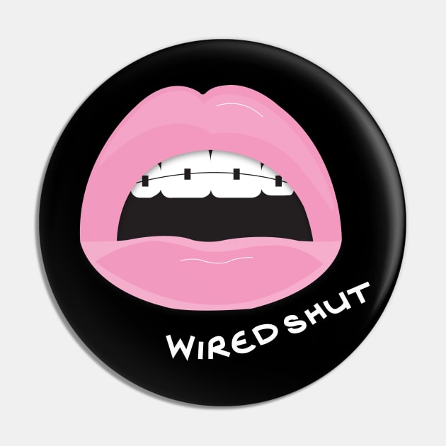 Wired Shut Logo White Font Pin by wiredshutpodcast