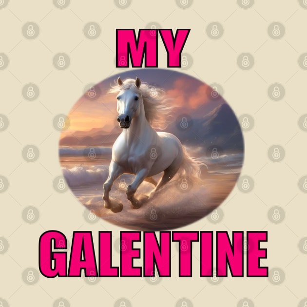 My galentine, white horse galloping on the beach by sailorsam1805