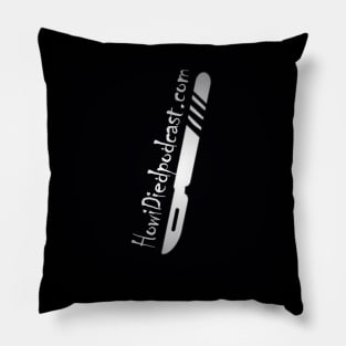 How i Died simple logo, black and white Pillow