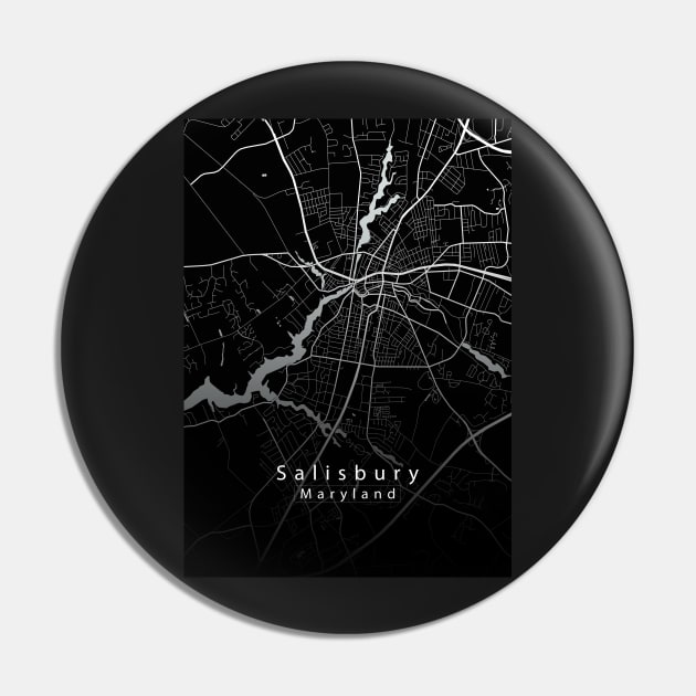 Salisbury Maryland City Map dark Pin by Robin-Niemczyk