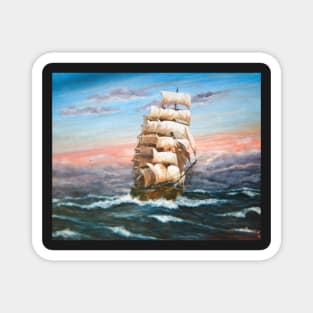 SQUARE RIGGER 'ILLAWARA' STEEL SAILING SHIP AT SUNSET Magnet