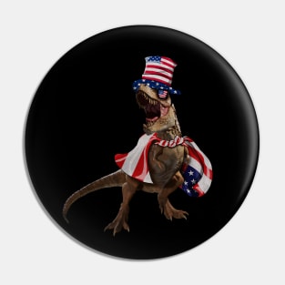 Funny T Rex Dinosaur, USA Flag, American Pin